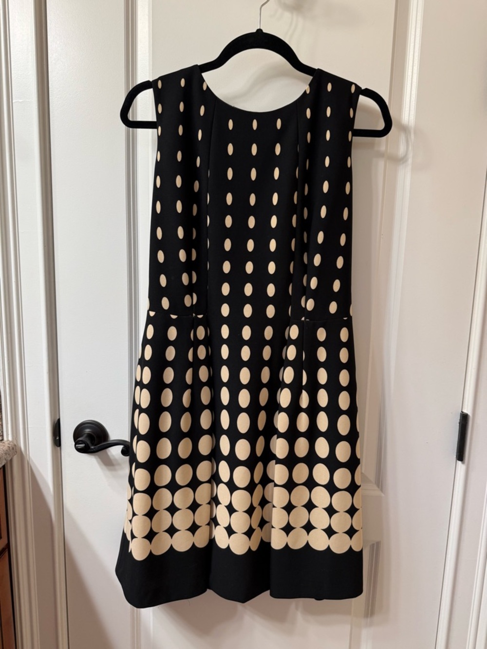 Tahari Black Midi Dress with Cream Polka Dot Design. 12P
